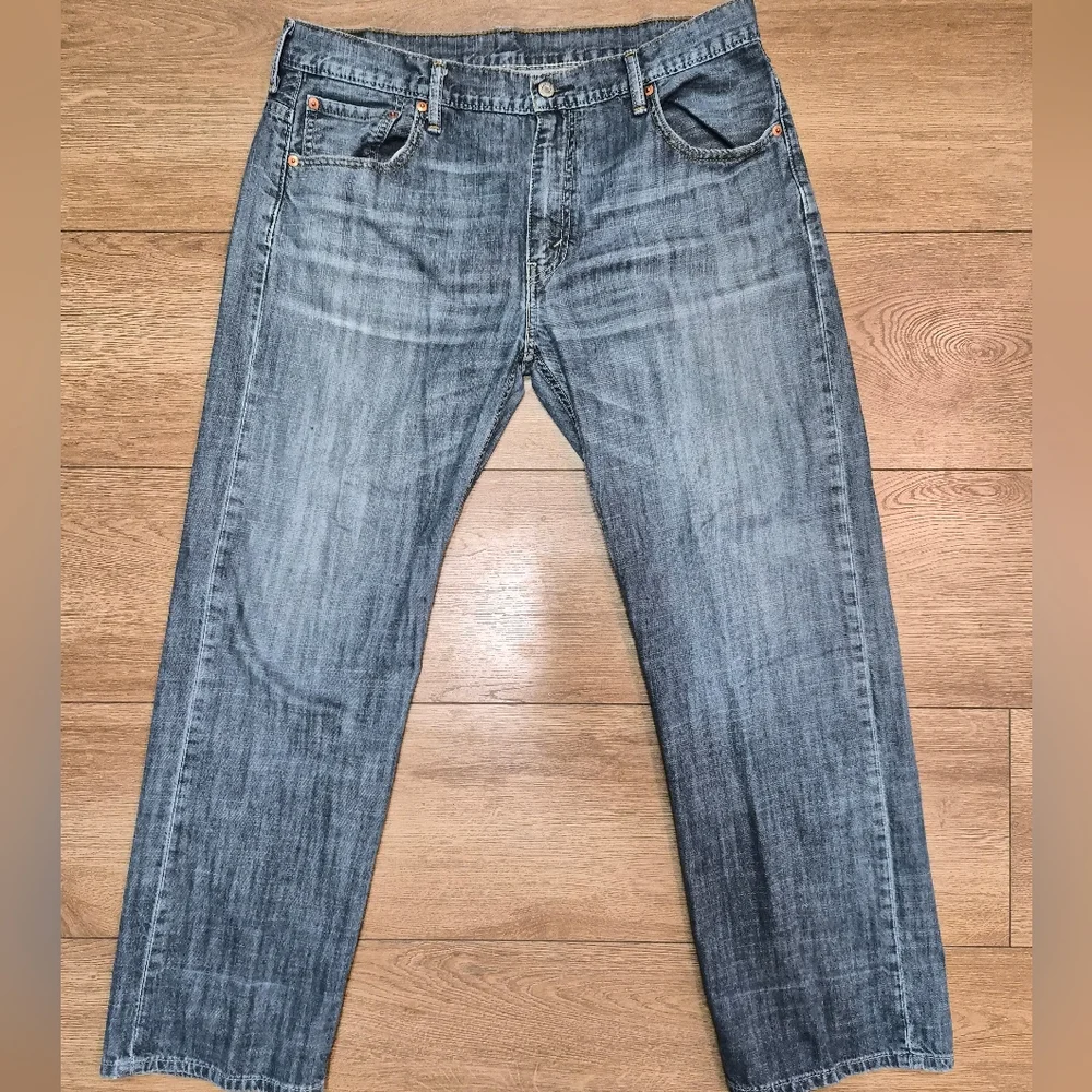 evi’s 569 Loose Straight Mens Jeans Medium Wash 36x29.5 Hemmed Professionally